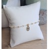 Bracelet fin blanc scintillant/doré avec breloque ovale étoile du nord