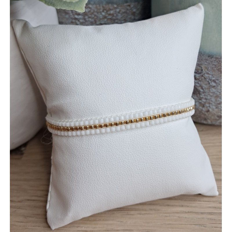 Bracelet tissé 3 rangs Blanc Brillant