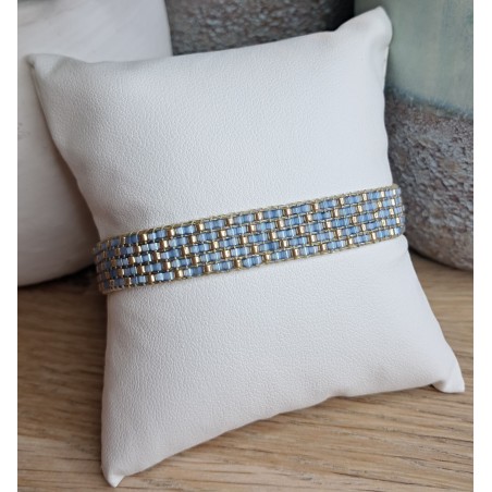 Bracelet tissé 5 rangs Bleu Scintillant