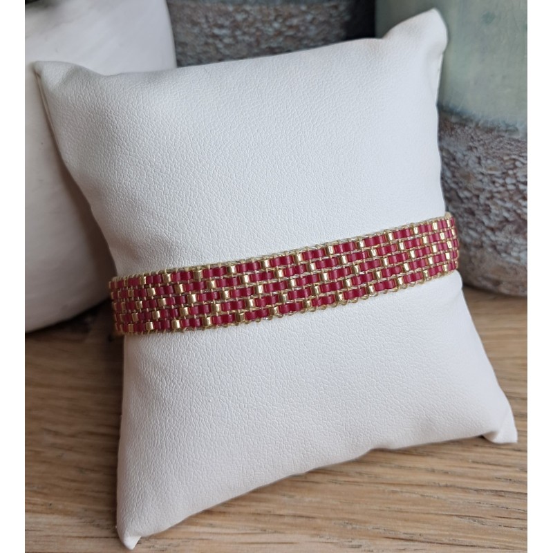 Bracelet tissé 5 rangs Rose
