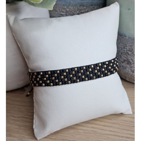 Bracelet tissé 5 rangs Noir Mat