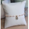 Bracelet fin rose scintillant/doré avec breloque rectangle étoile du nord