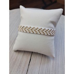 Bracelet tissé 5 rangs blanc/doré