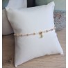Bracelet fin rose scintillant/doré avec breloque lune