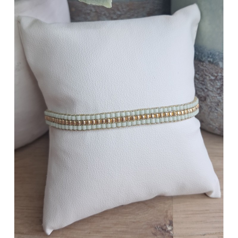 Bracelet tissé 3 rangs Vert Menthe