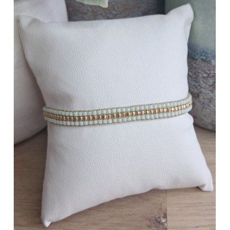 Bracelet tissé 3 rangs Vert Menthe