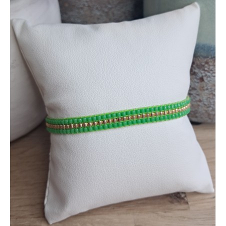 Bracelet tissé 3 rangs Vert Fluo