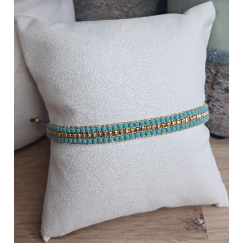 Bracelet tissé 3 rangs Turquoise