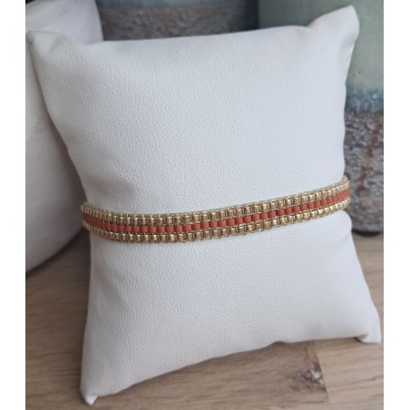 Bracelet tissé 3 rangs Terracotta