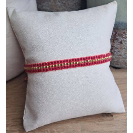 Bracelet tissé 3 rangs Rose Foncé