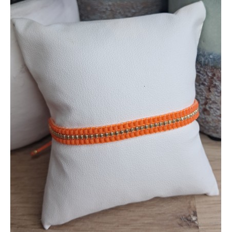 Bracelet tissé 3 rangs Orange Fluo