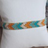 Bracelet tissé 5 rangs Turquoise/Orange