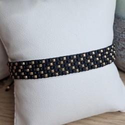 Bracelet tissé 5 rangs Noir Mat