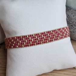 Bracelet tissé 5 rangs Rose