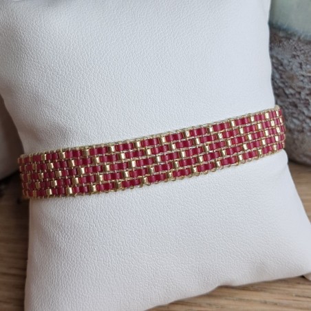 Bracelet tissé 5 rangs Rose