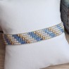 Bracelet tissé 5 rangs Bleu Scintillant/Blanc