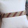 Bracelet tissé 5 rangs Rouge/Beige