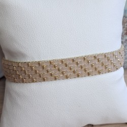 Bracelet tissé 5 rangs Rose Scintillant/Doré