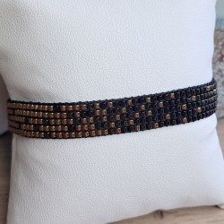 Bracelet tissé 5 rangs Brun Irisé/Cuivré