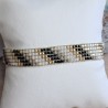 Bracelet tissé 5 rangs Brun Irisé/Beige