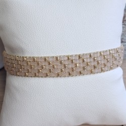 Bracelet tissé 5 rangs Rose Scintillant