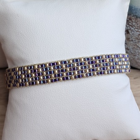 Bracelet tissé 5 rangs Violet Brillant