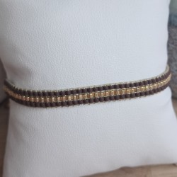 Bracelet tissé 3 rangs Brun Mat
