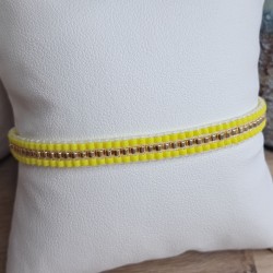 Bracelet tissé 3 rangs Jaune Fluo