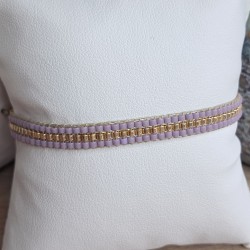 Bracelet tissé 3 rangs Mauve