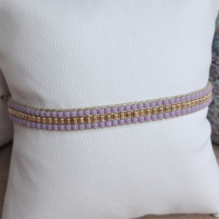 Bracelet tissé 3 rangs Mauve