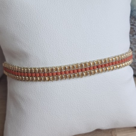 Bracelet tissé 3 rangs Terracotta