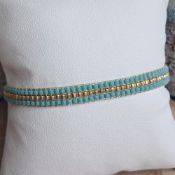 Bracelet tissé 3 rangs Turquoise