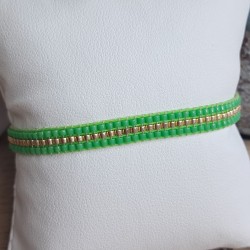 Bracelet tissé 3 rangs Vert Fluo