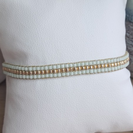 Bracelet tissé 3 rangs Vert Menthe
