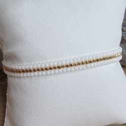 Bracelet tissé 3 rangs Blanc Brillant