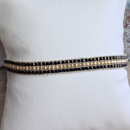 Bracelet tissé 3 rangs Brun Irisé