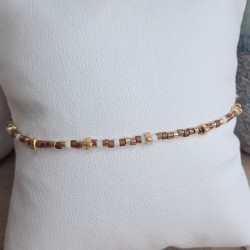 Bracelet fin sans breloque Mix Brun