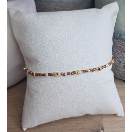 Bracelet fin sans breloque Mix Brun