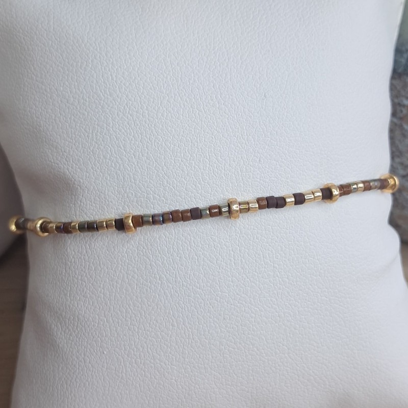 Bracelet fin sans breloque Mix Brun Foncé