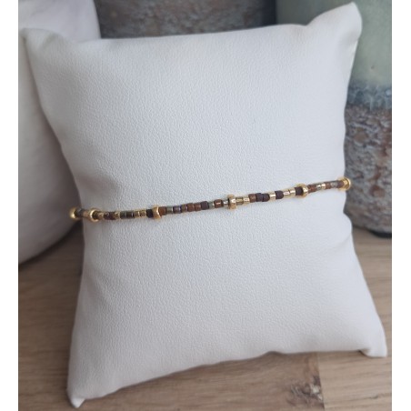 Bracelet fin sans breloque Mix Brun Foncé