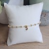 Bracelet fin blanc scintillant/doré avec breloque lune