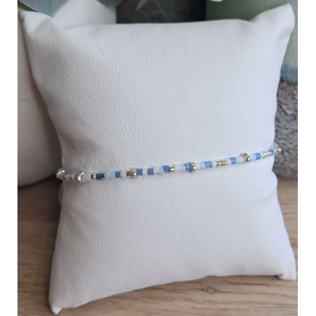 Bracelet fin sans breloque Bleu/Blanc