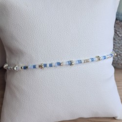 Bracelet fin sans breloque Bleu/Blanc