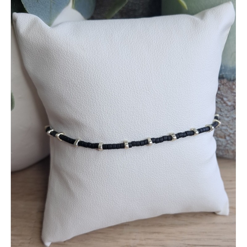 Bracelet fin sans breloque Noir Mat
