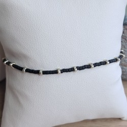 Bracelet fin sans breloque Noir Mat