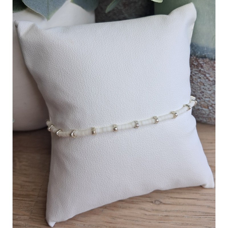 Bracelet fin sans breloque Blanc Mat