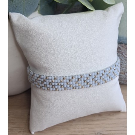 Bracelet tissé 5 rangs Bleu/Argenté