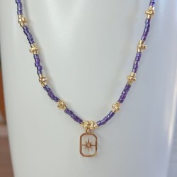 Collier Ras de Cou breloque rectangle "Étoile du Nord"