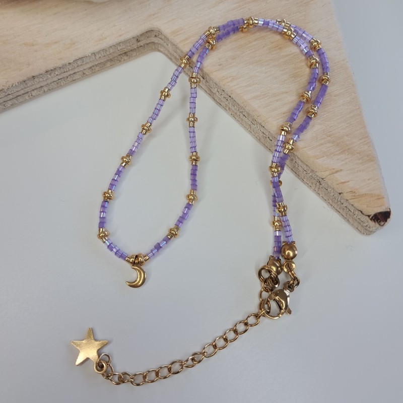 Collier Ras de Cou breloque "Lune"