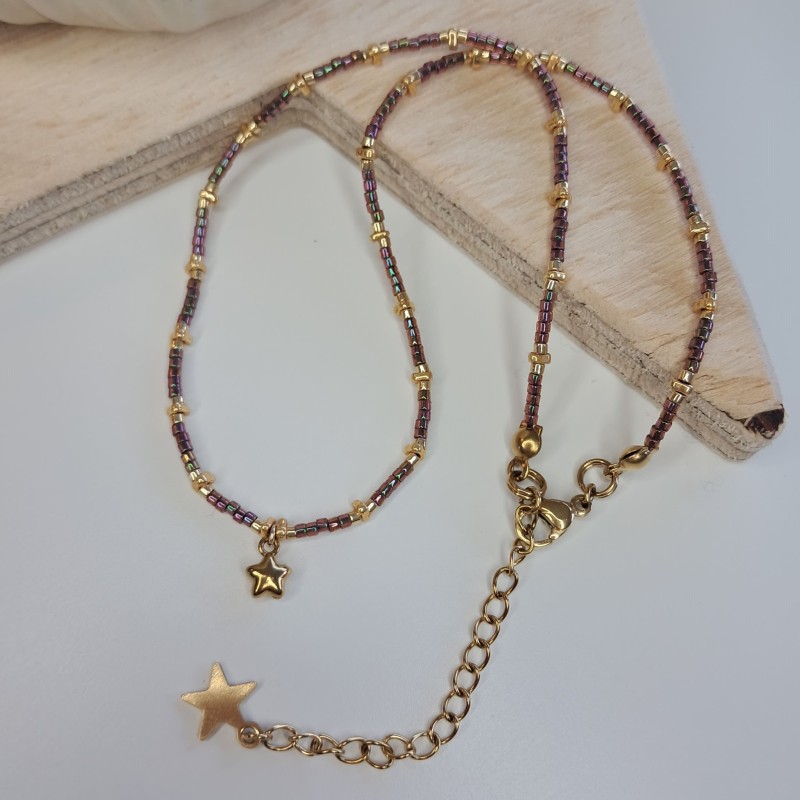 Collier Ras de Cou breloque "Étoile Bombée"